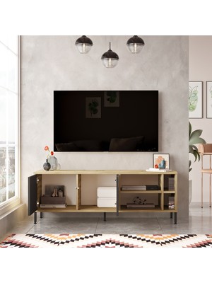 Robin Home Diego Tv Ünitesi Tv Sehpası Metal Ayaklı 140CM Keçe-Siyah Dg8-Kl