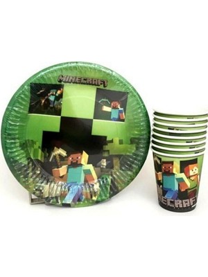 Hayaller Dükkanı Minecraft Tabak Bardak Set 8 Kişilik