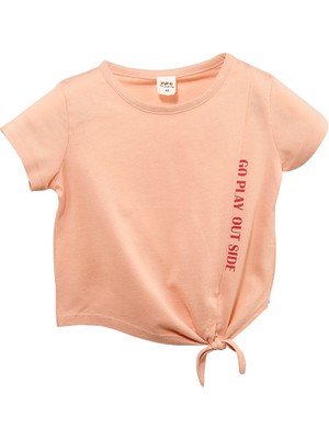 Zeyland Kız Bebek Pudra Bağlamalı Crop T-Shirt (9AY-4YAŞ)