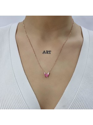 925 Gümüş Kelebek Lazer Mine Geçişli Minimal Kolye