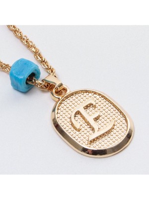 Rennway Plastik Boncuklu Burgulu Harf Kolye