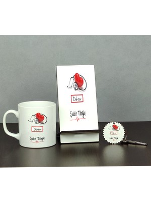 Hediyelen Doktora Hediye Üçlü Set (Kupa + Telefon Standı + Anahtarlık) 002