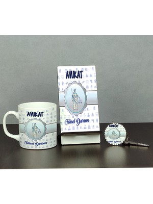Hediyelen Avukata Hediye Üçlü Set (Kupa + Telefon Standı + Anahtarlık) 002