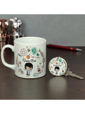 Hediyelen Fen Bilimleri Öğretmeni Kupa Bardak ve Anahtarlık Set 007