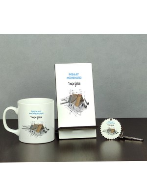 Hediyelen Inşaat Mühendisi Üçlü Set (Kupa + Telefon Standı + Anahtarlık) 004