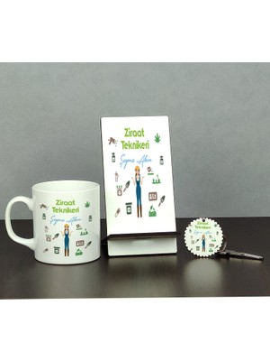 Hediyelen Ziraat Teknikeri Üçlü Set (Kupa + Telefon Standı + Anahtarlık)