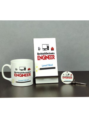 Hediyelen Electrical & Electronics Engineer Üçlü Set (Kupa + Telefon Standı + Anahtarlık) 001