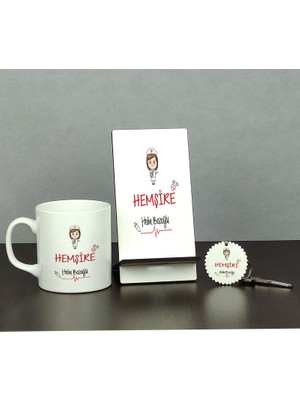 Hediyelen Hemşire Hediye Üçlü Set (Kupa + Telefon Standı + Anahtarlık)