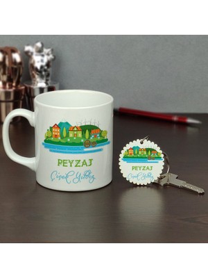 Hediyelen Peyzaj Kupa Bardak ve Anahtarlık Set
