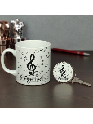 Hediyelen Müzik Öğretmenine Hediye Kupa Bardak ve Anahtarlık Set