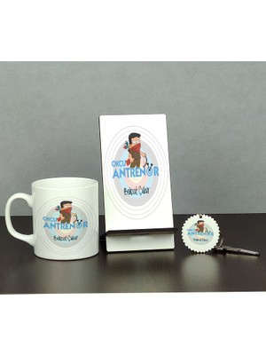 Hediyelen Okçu Antrenör Üçlü Set (Kupa + Telefon Standı + Anahtarlık)