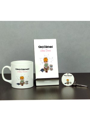 Hediyelen Türkçe Öğretmeni Üçlü Set (Kupa + Telefon Standı + Anahtarlık) 05