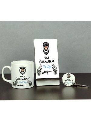 Hediyelen Polis Özel Harekat Üçlü Set (Kupa + Telefon Standı + Anahtarlık) 001