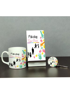 Hediyelen Psikolog Üçlü Set (Kupa + Telefon Standı + Anahtarlık) 002