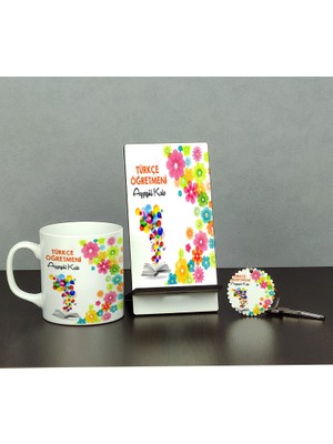 Hediyelen Türkçe Öğretmeni Üçlü Set (Kupa + Telefon Standı + Anahtarlık) 004