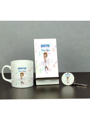 Hediyelen Doktora Hediye Üçlü Set (Kupa + Telefon Standı + Anahtarlık) 001