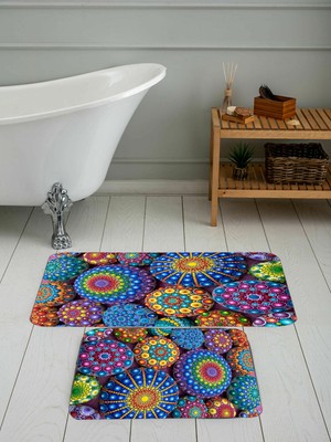 Rovigo Home Dijital Baskılı 2'li Banyo Paspas Takımı RVG5080
