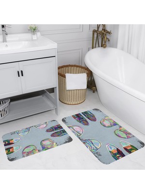 Rovigo Home Dijital Baskılı 2'li Banyo Paspas Takımı RVG5127