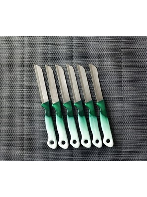 Solingen Meyve Sebze Bıçağı Ebruli Yeşil-Beyaz 6'lı