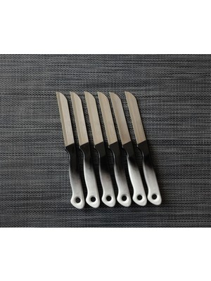 Solingen Meyve Sebze Bıçağı Ebruli Siyah-Beyaz 6'lı