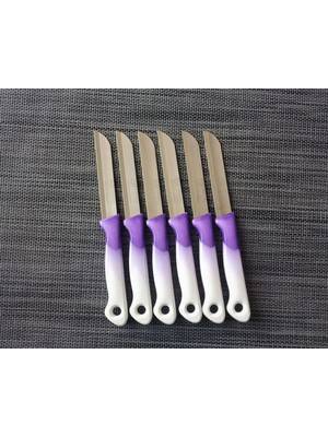 Solingen Meyve Sebze Bıçağı Ebruli Mor-Beyaz 6'lı