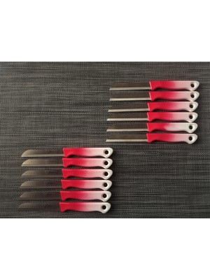 Solingen Meyve Sebze Bıçağı Ebruli Kırmızı-Beyaz 12'li