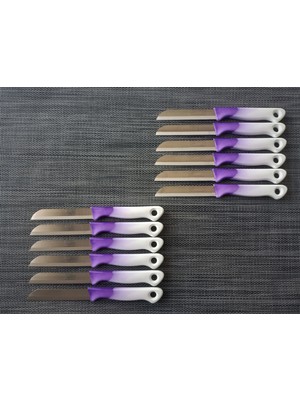 Solingen Meyve Sebze Bıçağı Ebruli Mor-Beyaz 12'li