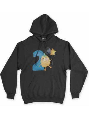 Cix Cix Çocuğumun 2. Yaşına Özel Siyah Kapşonlu Sweatshirt Hoodie