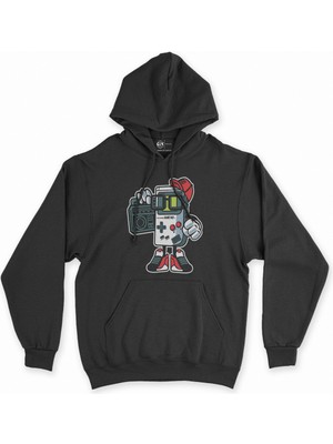 Cix Cix Gamer Siyah Kapşonlu Sweatshirt Hoodie