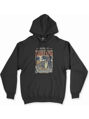 Cix Cix Hawaii Paradise Siyah Kapşonlu Sweatshirt Hoodie