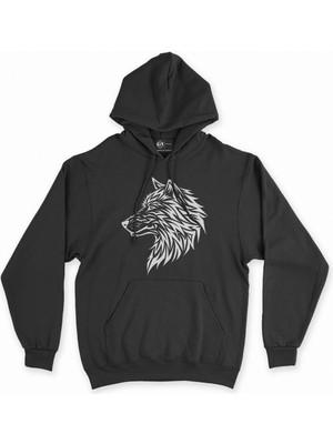 Cix Cix Asil Kurt Siyah Kapşonlu Sweatshirt Hoodie