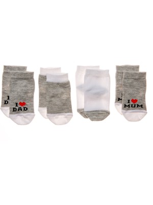 Hello Baby 4'lü Soket Çorap-I Love Mom & Dad