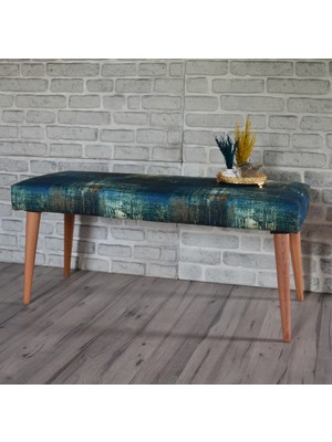 Zeen Concept Retro Bench Puf Yeşil Kırçıllı Desenli