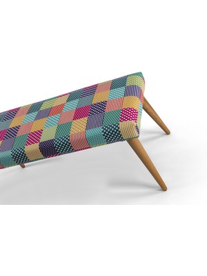 Zeen Concept Retro Bench Puf Gökkuşağı Desenli