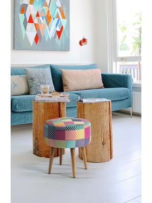 Zeen Concept Dolce Puf Gökkuşağı Desenli