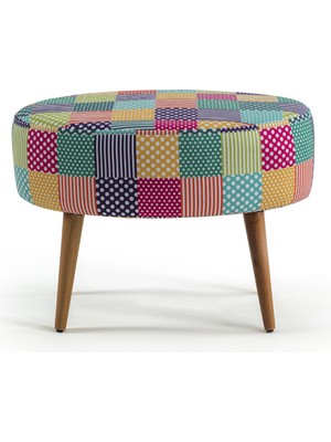 Zeen Concept Valente Oval Puf Gökkuşağı Desenli