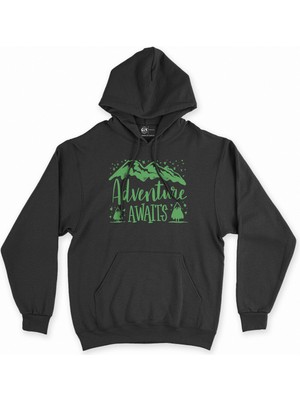 Cix Cix Yeşil Adventure Awaits Siyah Kapşonlu Sweatshirt Hoodie