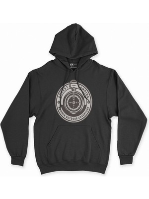 Cix Cix Camping Compass Siyah Kapşonlu Sweatshirt Hoodie