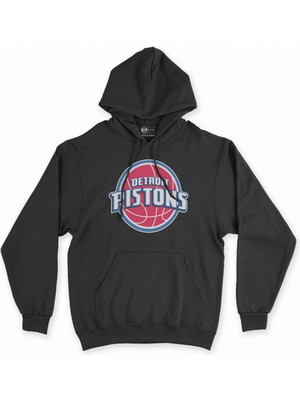 Cix Cix Detroit Pistons Siyah Kapşonlu Sweatshirt Hoodie