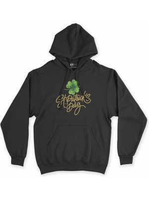 Cix Cix St Patricks Day Siyah Kapşonlu Sweatshirt Hoodie