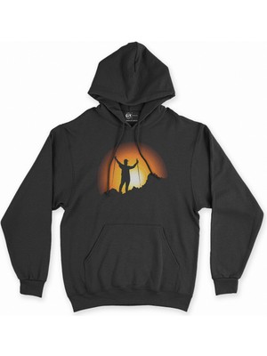 Cix Cix Yürüyüş Yapan Erkek Siyah Kapşonlu Sweatshirt Hoodie
