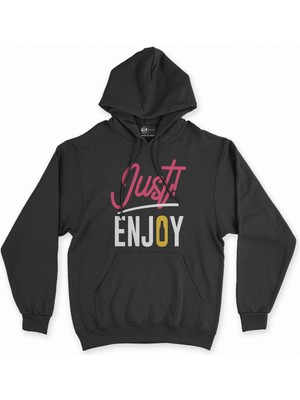 Cix Just Enjoy Siyah Kapşonlu Sweatshirt Hoodie