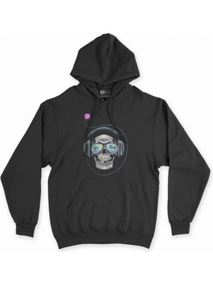 Cix Cix Müzisyen Kuru Kafa Siyah Kapşonlu Sweatshirt Hoodie