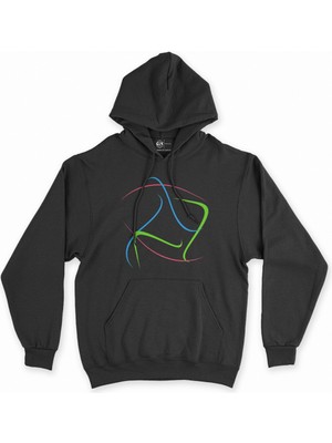 Cix Renkli Çizgili Siyah Kapşonlu Sweatshirt Hoodie