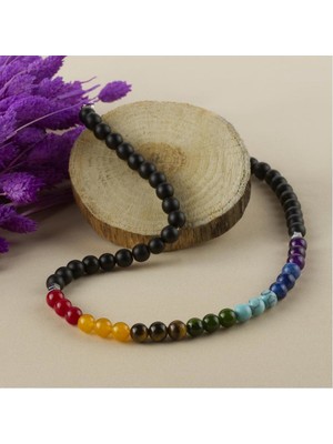 Rennway Marka 7'li Doğaltaş Çakra Kolye Ölçü: Standart Renk: Çok Renkli