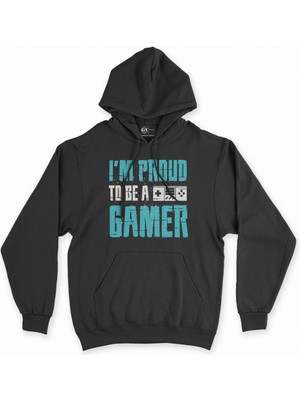 Cix Cix Mor A Big Gamer Siyah Kapşonlu Sweatshirt Hoodie
