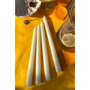 Sanat Sepet İşleri Premium Seri Kokulu Beyaz Konik Şamdan Mum 4'lü Set