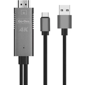Go Des GD-8273 Type-C HDMI 4K Kablo 180 cm Görüntü Aktarım Kablosu
