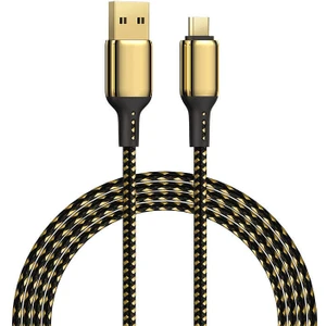 Golden Series GD-102 Micro USB Kablo 2.4A 20W Hızlı Şarj Kablosu 18K Altın Kaplama 3 Metre