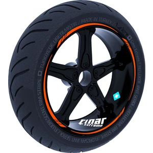 Çınar Extreme Alev Turuncusu 4 Parçalı Keskin Jant Şeridi Sticker